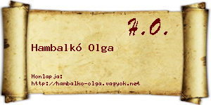Hambalkó Olga névjegykártya